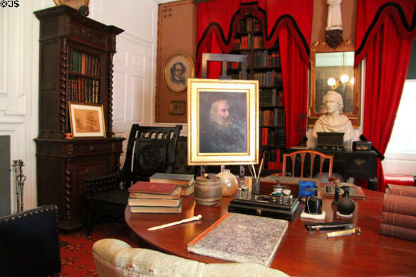Study as it was at time of Longfellow's death at Longfellow National Historic Site. Cambridge, MA.