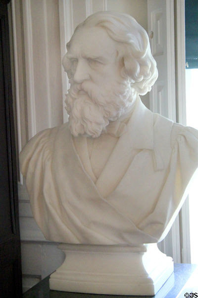 Marble bust of Henry Wadsworth Longfellow (1885) by Thomas Brock at Longfellow National Historic Site. Cambridge, MA.