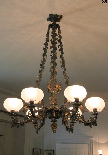 Chandelier (c1850) originally a gasolier from Boston in library at Longfellow National Historic Site. Cambridge, MA.