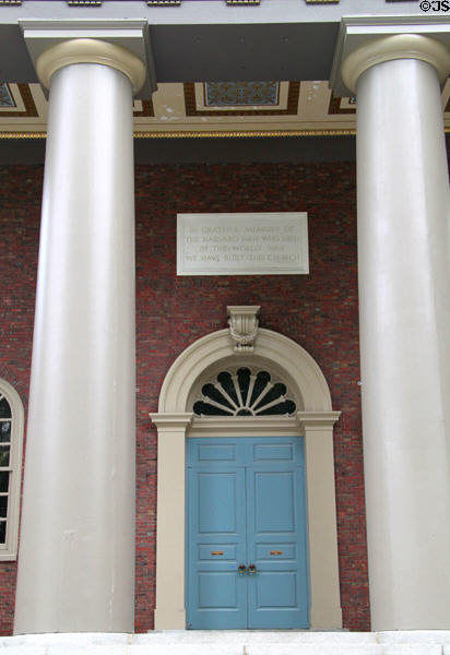 Entrance to Harvard Memorial Church built to remember Harvard men who fought in World War I & other wars. Cambridge, MA.
