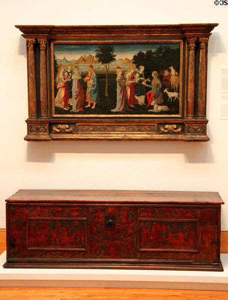 Florentine painting (c1480) & Northern Italian marriage chest (16thC) at Harvard Art Museums. Cambridge, MA.
