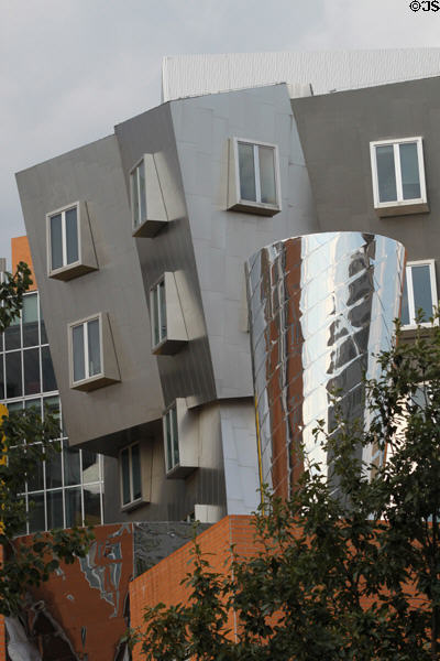 Gray, silver & brown surfaces of Gehry building at MIT. Cambridge, MA.