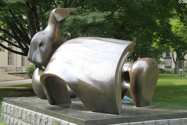 Three-Piece Reclining Figure, Draped sculpture (1976) by Henry Moore on Killian Court at MIT. Cambridge, MA.