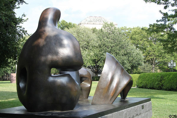 Three-Piece Reclining Figure, Draped sculpture (1976) by Henry Moore on Killian Court at MIT. Cambridge, MA.