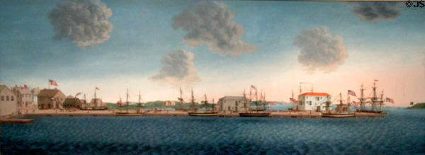 Crowninshield's Wharf in Salem painting (1806) by George Ropes at Peabody Essex Museum. Salem, MA.
