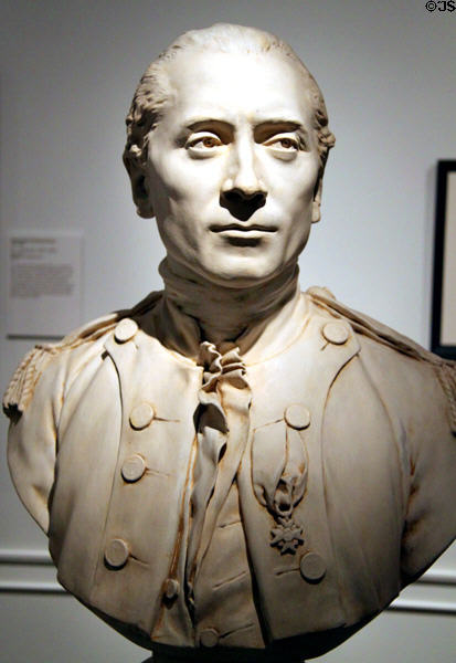 Plaster bust of John Paul Jones (late 1800s) after Jean-Antoine Houdon at Peabody Essex Museum. Salem, MA.