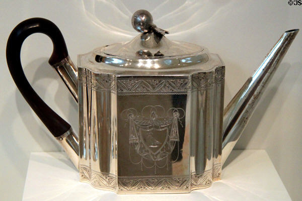 Silver tea pot (c1795) by Alexander Snow Gordon of New York at Peabody Essex Museum. Salem, MA.