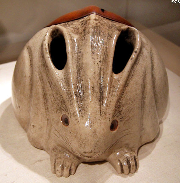 Japanese stoneware rabbit hibachi (18th/19th C) at Peabody Essex Museum. Salem, MA.