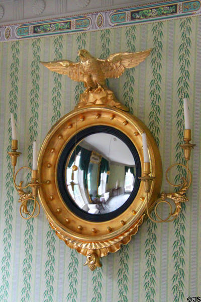 Concave American mirror with eagle in parlor of Peirce-Nichols House. Salem, MA.