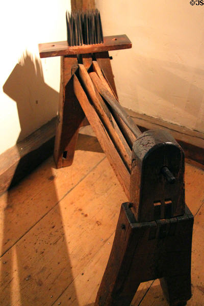 Flax preparation device at Witch House. Salem, MA.