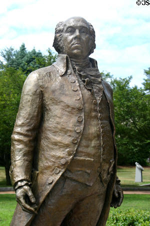 Bronze statue of John Adams on town square. Quincy, MA.