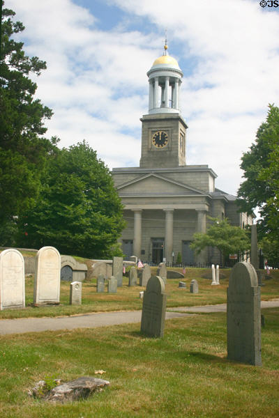 United First Parish Church (1827) is crypt for John & John Quincy Adams & their wives. Quincy, MA. Architect: Alexander Parris. On National Register.