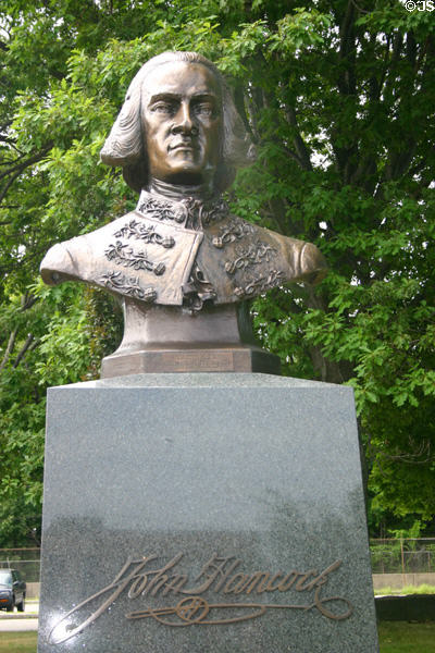 Bust of John Hancock, Quincy born signer of the Declaration of Independence. Quincy, MA.