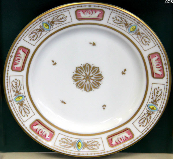 China plate used by Louisa Catherine Adams while First Lady (1825-9) at Adams National Historic Site. Quincy, MA.