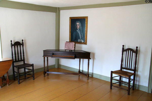 Spinet & chairs at John Adams birthplace. Quincy, MA.