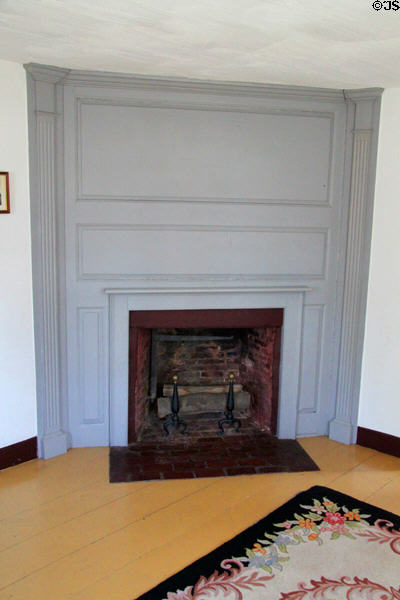 Corner fireplace at John Quincy Adams birthplace. Quincy, MA.