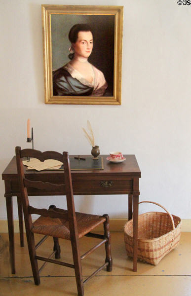 Writing desk under portrait of Abigail Adams at John Quincy Adams birthplace. Quincy, MA.