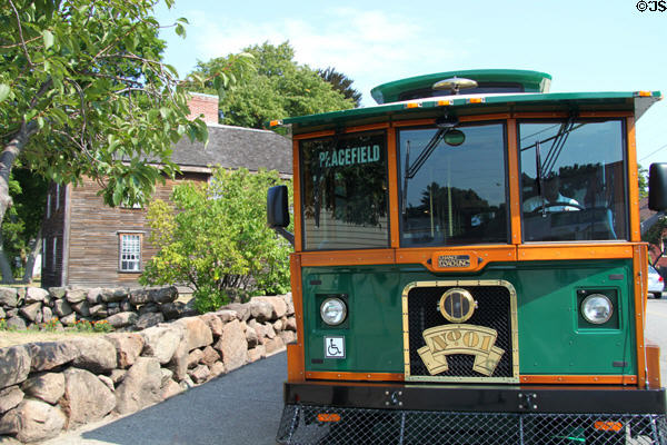 Trolley used to shuttle visitors between. Quincy, MA.