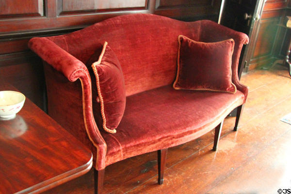 Settee in Paneled Room at Peacefield Old House. Quincy, MA.