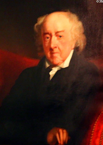 John Adams at age 88 portrait (1824) by Jane Stuart at Peacefield. Quincy, MA.