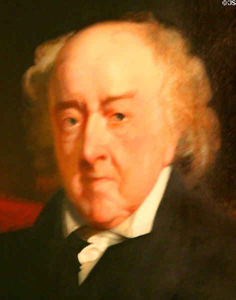 Detail of portrait (1824) of John Adams at age 88 by Jane Stuart at Peacefield. Quincy, MA.