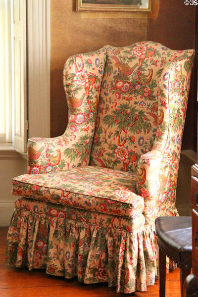 Armchair where John Adams was found before he died in study at Peacefield. Quincy, MA.