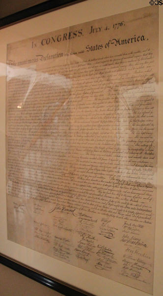 Early copy of Declaration of Independence at Peacefield. Quincy, MA.
