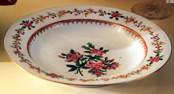 Adams' family soup bowl with flower pattern at Peacefield. Quincy, MA.