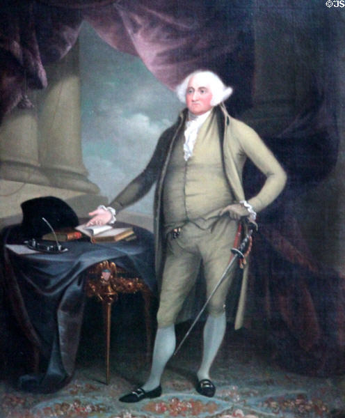 John Adams portrait (1798) by William Winstanley in Stone Library at Peacefield. Quincy, MA.