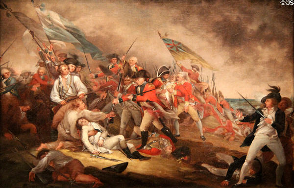 Death of General Warren at the Battle of Bunker's Hill painting (after 1815-before 1831) by John Trumbull at Museum of Fine Arts. Boston, MA.