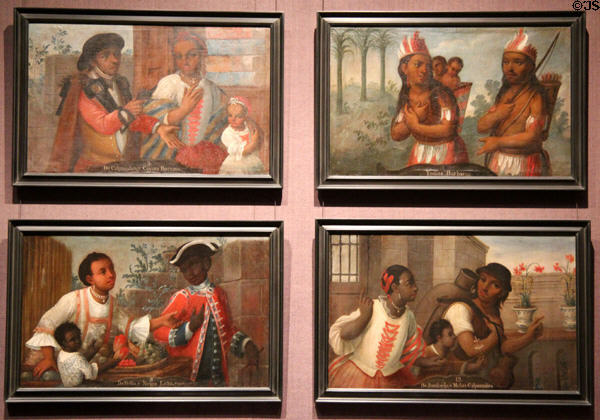 Casta paintings showing racial groups in Spanish America (c1770) by Buenaventura José Guiol at Museum of Fine Arts. Boston, MA.