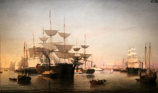New York Harbor painting (1850) by Fitz Henry Lane at Museum of Fine Arts. Boston, MA.