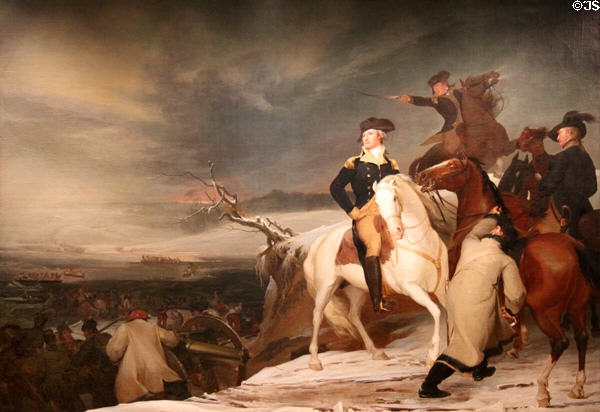 Passage of the Delaware showing George Washington on Christmas night of 1776 painting (1819) by Thomas Sully at Museum of Fine Arts. Boston, MA.