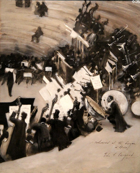 Rehearsal of the Pasdeloup Orchestra at the Cirque d'Hiver painting (1879-80) by John Singer Sargent at Museum of Fine Arts. Boston, MA.