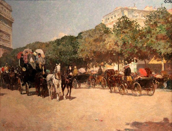 Grand Prix Day in Paris painting (1887) by Childe Hassam at Museum of Fine Arts. Boston, MA.