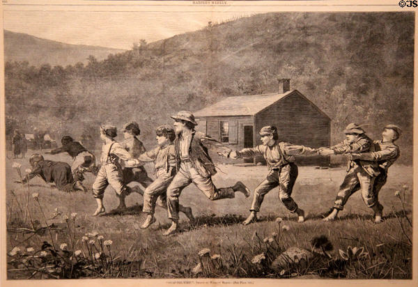 Snap-the-Whip engraving (1873) by Winslow Homer at Museum of Fine Arts. Boston, MA.