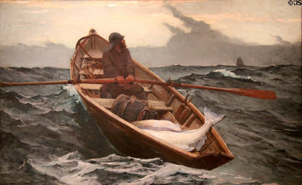 Fog Warning painting (1885) by Winslow Homer at Museum of Fine Arts. Boston, MA.