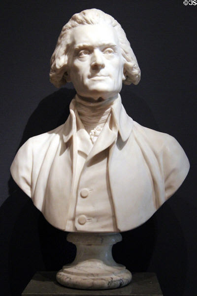 Marble bust of Thomas Jefferson (1789) by Jean-Antoine Houdon at Museum of Fine Arts. Boston, MA.