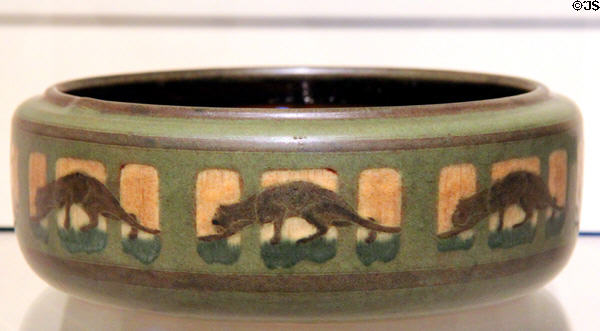 Earthenware Stalking Panther bowl (c1910-15) by Marblehead Pottery, MA at Museum of Fine Arts. Boston, MA.