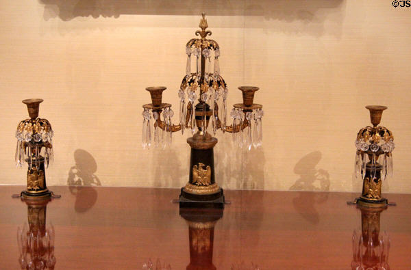 Girandole & candlesticks (1810-20) attrib. Messenger & Phipson of New York City at Museum of Fine Arts. Boston, MA.