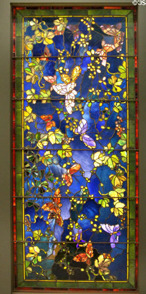 Butterflies & Foliage stained glass window (1889) by John La Farge of New York City at Museum of Fine Arts. Boston, MA.