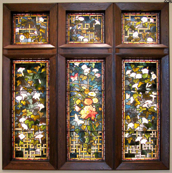 Morning Glories stained glass window (1877-8) by Daniel Cottier of New York City at Museum of Fine Arts. Boston, MA.
