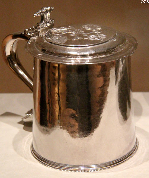 Silver tankard (c1690) by Robert Sanderson & son of Boston at Museum of Fine Arts. Boston, MA.