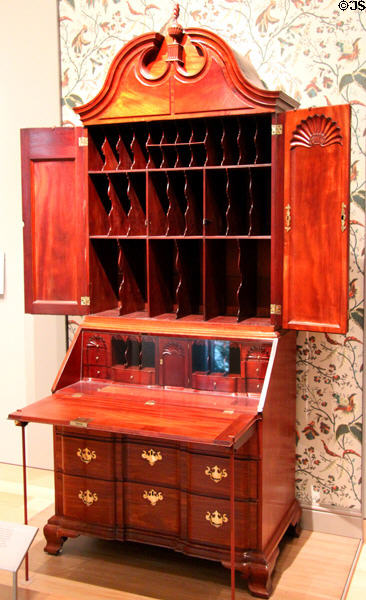 Desk & bookcase (c1755-70) from Newport, RI at Museum of Fine Arts. Boston, MA.