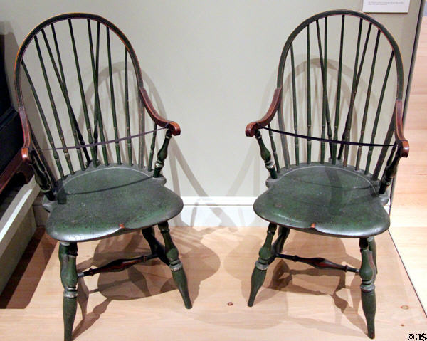 Windsor armchairs (c1780-1810) attrib. Henry Bacon of Providence, RI at Museum of Fine Arts. Boston, MA.