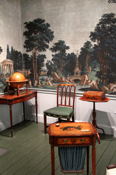 Room from Shepard House of Bath, ME with original wallpaper at Museum of Fine Arts. Boston, MA.