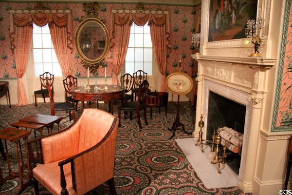 Parlor (c1800) from Oak Hill house of Peabody, MA by Samuel McIntire at Museum of Fine Arts. Boston, MA.