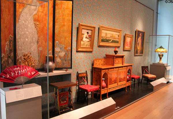 Victorian furniture & decorative arts from Aesthetic period at Museum of Fine Arts. Boston, MA.