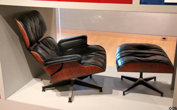 Lounge chair & ottoman (1956) by Charles Eames at Museum of Fine Arts. Boston, MA.