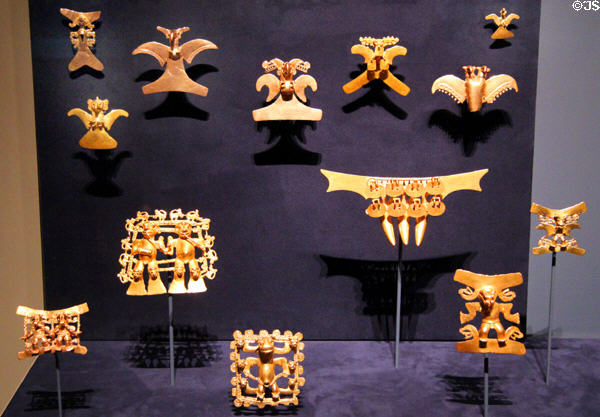 Collection of Central American gold objects at Museum of Fine Arts. Boston, MA.